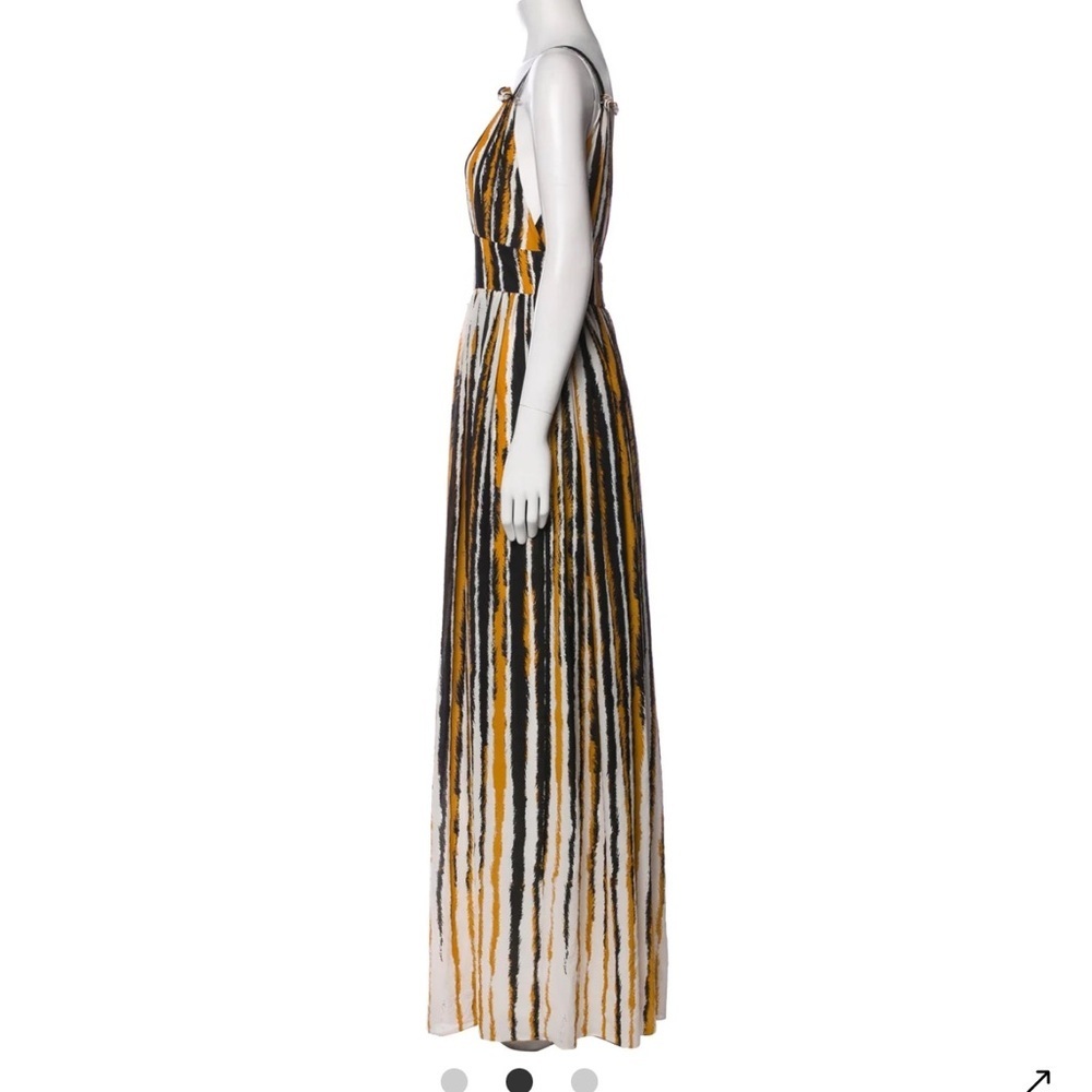 Ronny Kobo Sallee Elegant Striped Tiger Print Deep V-Neck Maxi Dress SXS NWOT - Picture 6 of 15